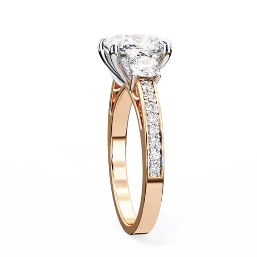 Princess Three Stone 0.66 Carat Diamond Solid Gold Engagement Ring - Image 7