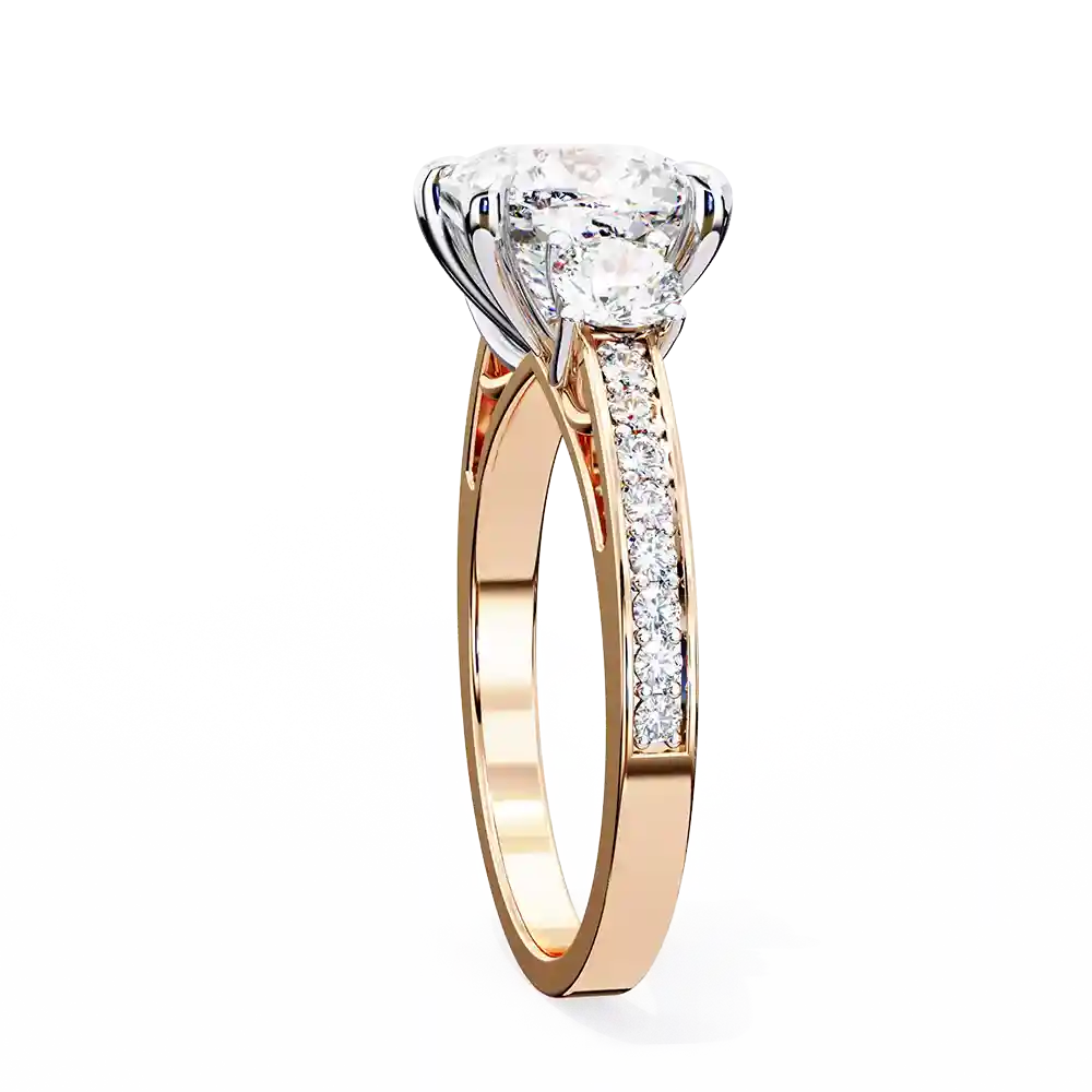 Princess Three Stone 0.66 Carat Diamond Solid Gold Engagement Ring - Image 7