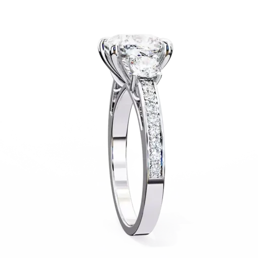 Princess Three Stone 0.66 Carat Diamond Solid Gold Engagement Ring - Image 8