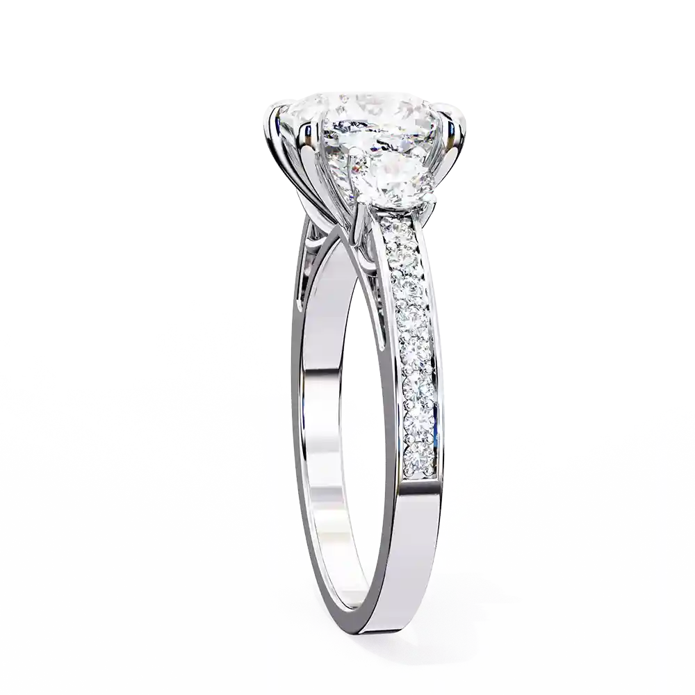 Princess Three Stone 0.66 Carat Diamond Solid Gold Engagement Ring - Image 8