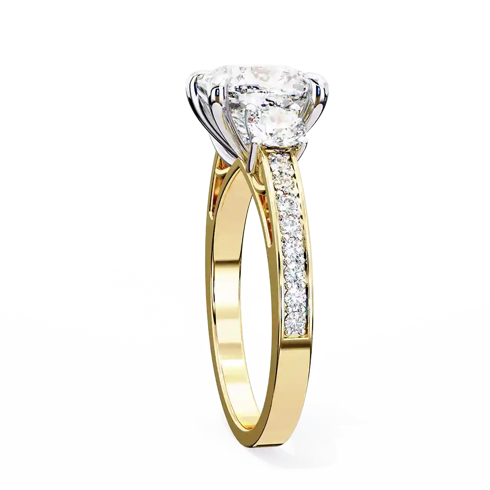 Princess Three Stone 0.66 Carat Diamond Solid Gold Engagement Ring - Image 9