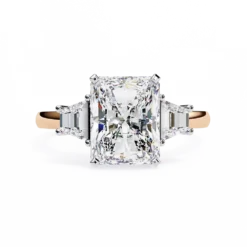 Emerald Three Stone 1.49 Carat Diamond Solid Gold Engagement Ring