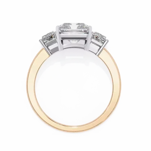 Emerald Three Stone 1.49 Carat Diamond Solid Gold Engagement Ring - Image 4