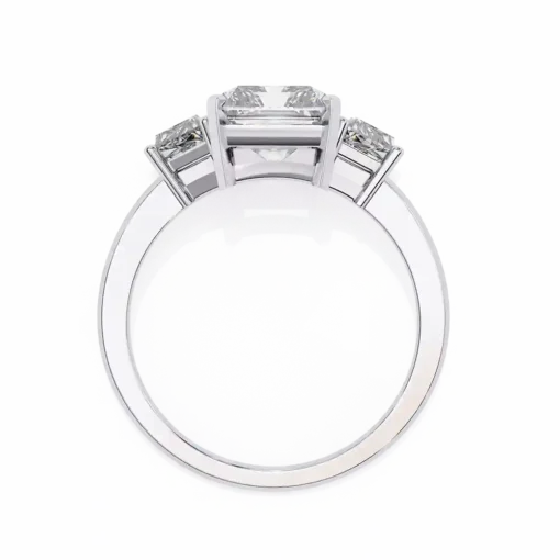Emerald Three Stone 1.49 Carat Diamond Solid Gold Engagement Ring - Image 5