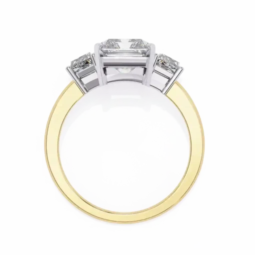 Emerald Three Stone 1.49 Carat Diamond Solid Gold Engagement Ring - Image 6