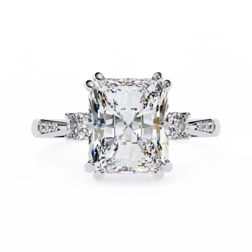 Radiant Three Stone 0.288 Carat Diamond Solid Gold Engagement Ring - Image 2