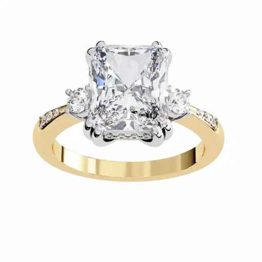 Radiant Three Stone 0.288 Carat Diamond Solid Gold Engagement Ring - Image 10