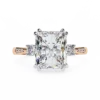 Radiant Three Stone 0.288 Carat Diamond Solid Gold Engagement Ring
