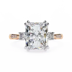 Radiant Three Stone 0.288 Carat Diamond Solid Gold Engagement Ring