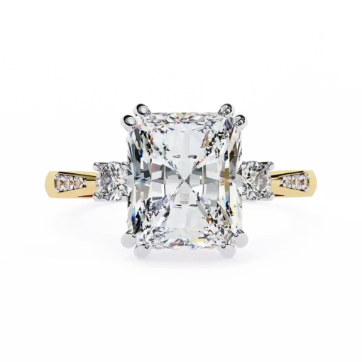Radiant Three Stone 0.288 Carat Diamond Solid Gold Engagement Ring - Image 3