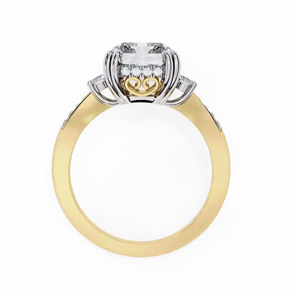 Radiant Three Stone 0.288 Carat Diamond Solid Gold Engagement Ring - Image 4