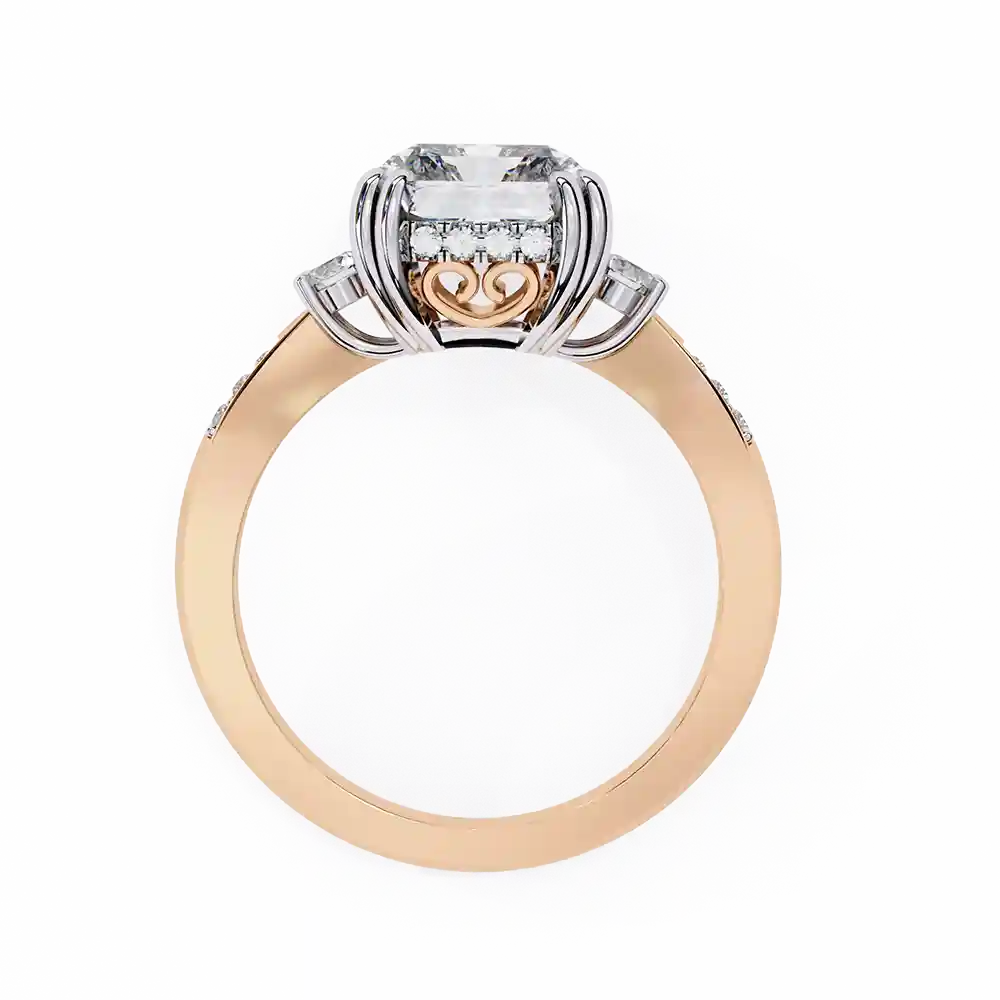 Radiant Three Stone 0.288 Carat Diamond Solid Gold Engagement Ring - Image 5