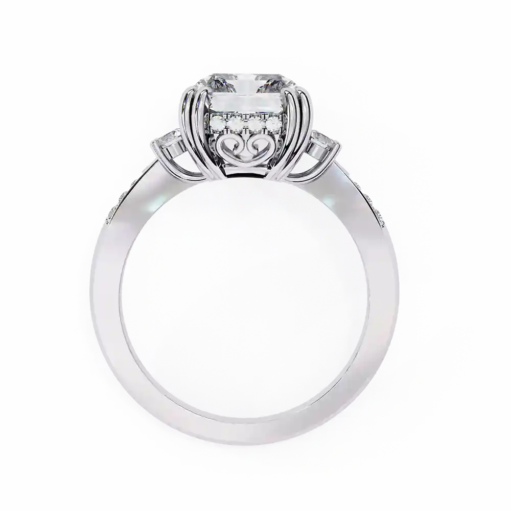 Radiant Three Stone 0.288 Carat Diamond Solid Gold Engagement Ring - Image 6
