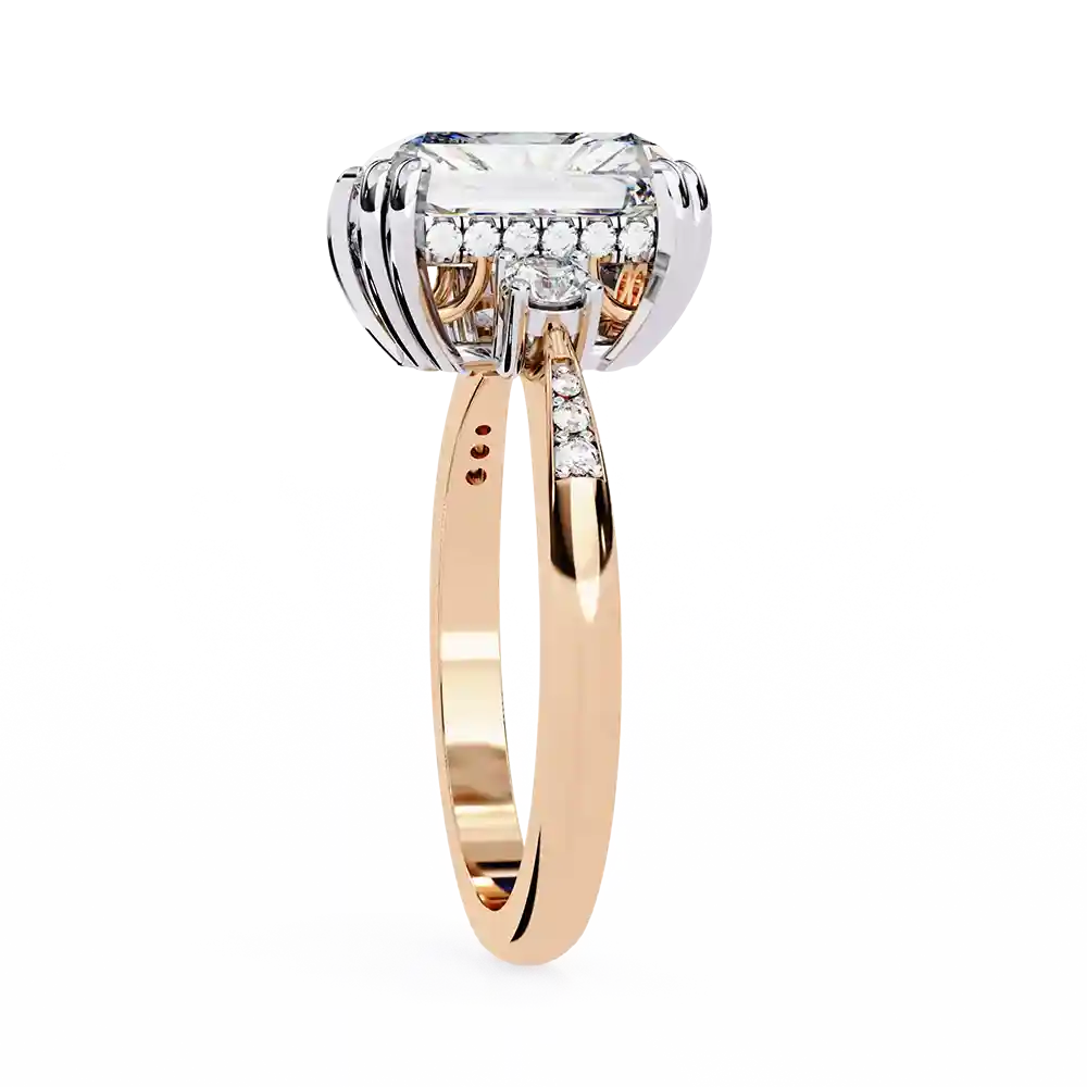 Radiant Three Stone 0.288 Carat Diamond Solid Gold Engagement Ring - Image 7