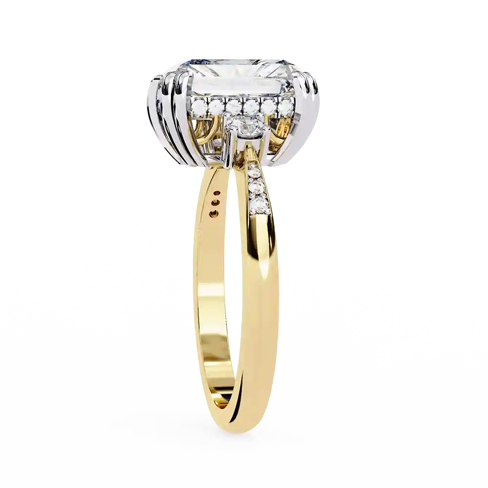 Radiant Three Stone 0.288 Carat Diamond Solid Gold Engagement Ring - Image 8