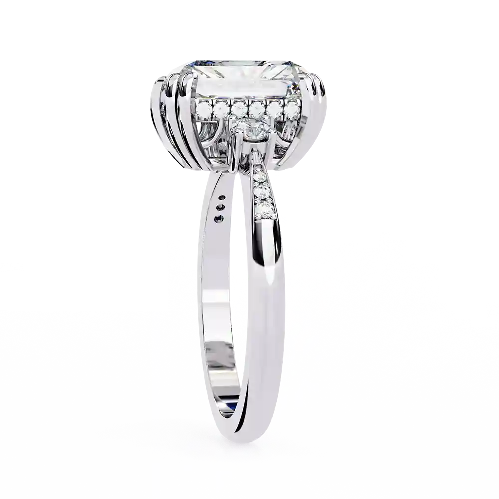 Radiant Three Stone 0.288 Carat Diamond Solid Gold Engagement Ring - Image 9