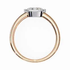 Oval Bezel Diamond Solid Gold Engagement Ring
