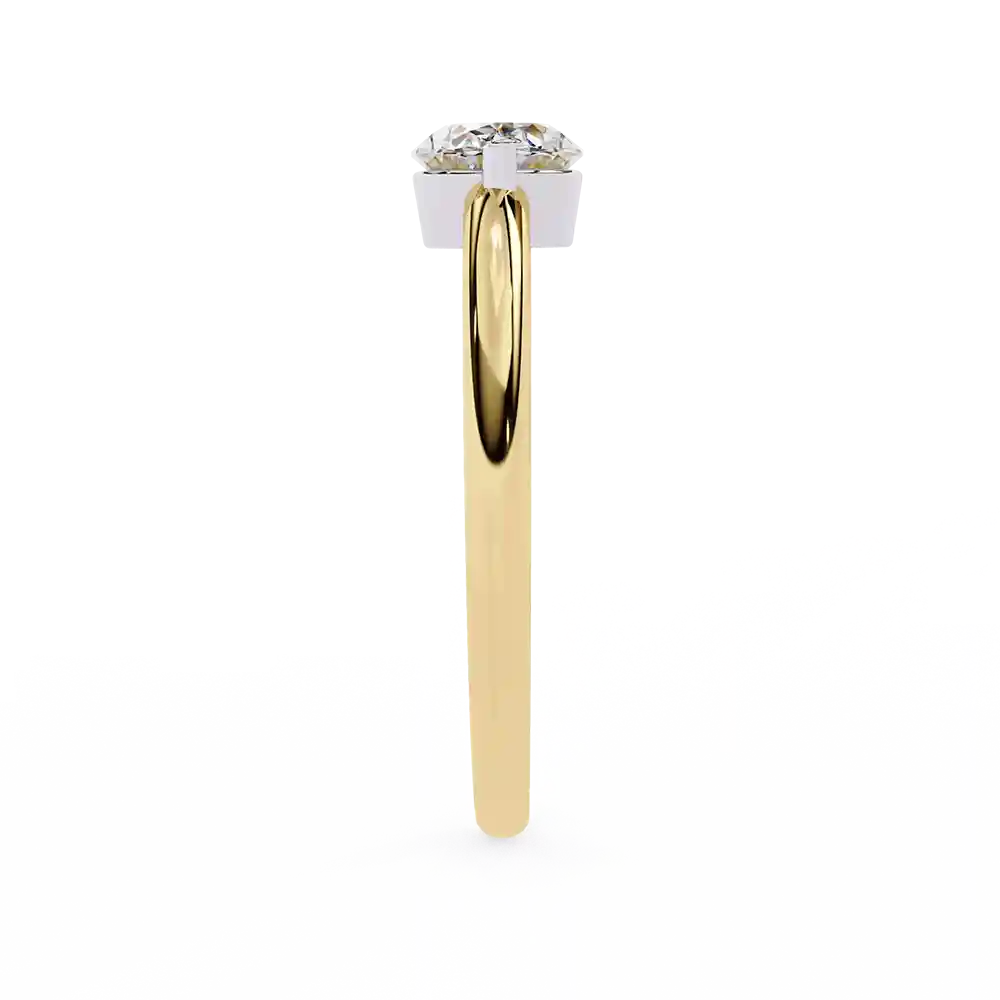 Oval Bezel Diamond Solid Gold Engagement Ring - Image 7