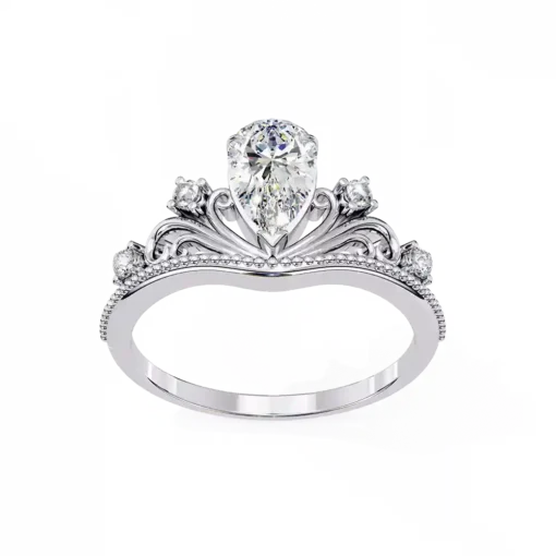 Pear Unique 0.1 Carat Diamond Solid Gold Engagement Ring - Image 10