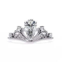 Pear Unique 0.1 Carat Diamond Solid Gold Engagement Ring