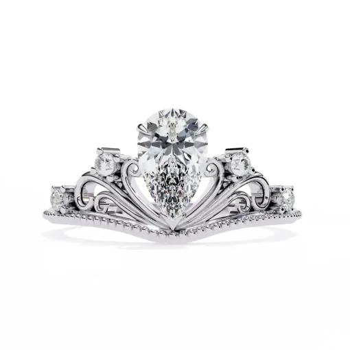 Pear Unique 0.1 Carat Diamond Solid Gold Engagement Ring