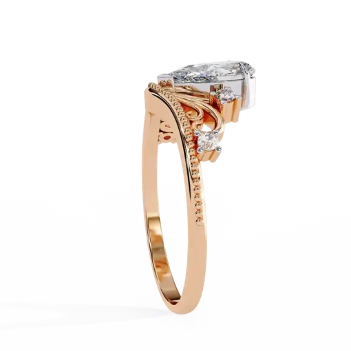 Pear Unique 0.1 Carat Diamond Solid Gold Engagement Ring - Image 7