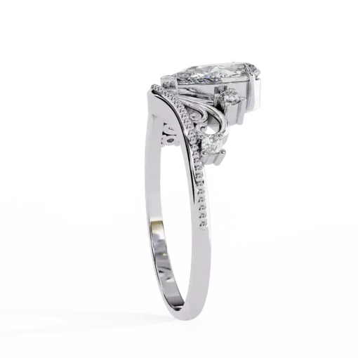 Pear Unique 0.1 Carat Diamond Solid Gold Engagement Ring - Image 8