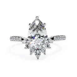 Pear Diamond Bands 0.72 Carat Diamond Solid Gold Engagement Ring
