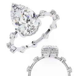 Pear Unique 0.55 Carat Diamond Solid Gold Engagement Ring