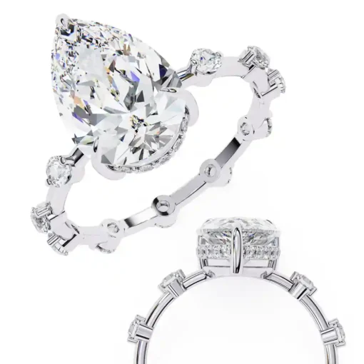Pear Unique 0.55 Carat Diamond Solid Gold Engagement Ring