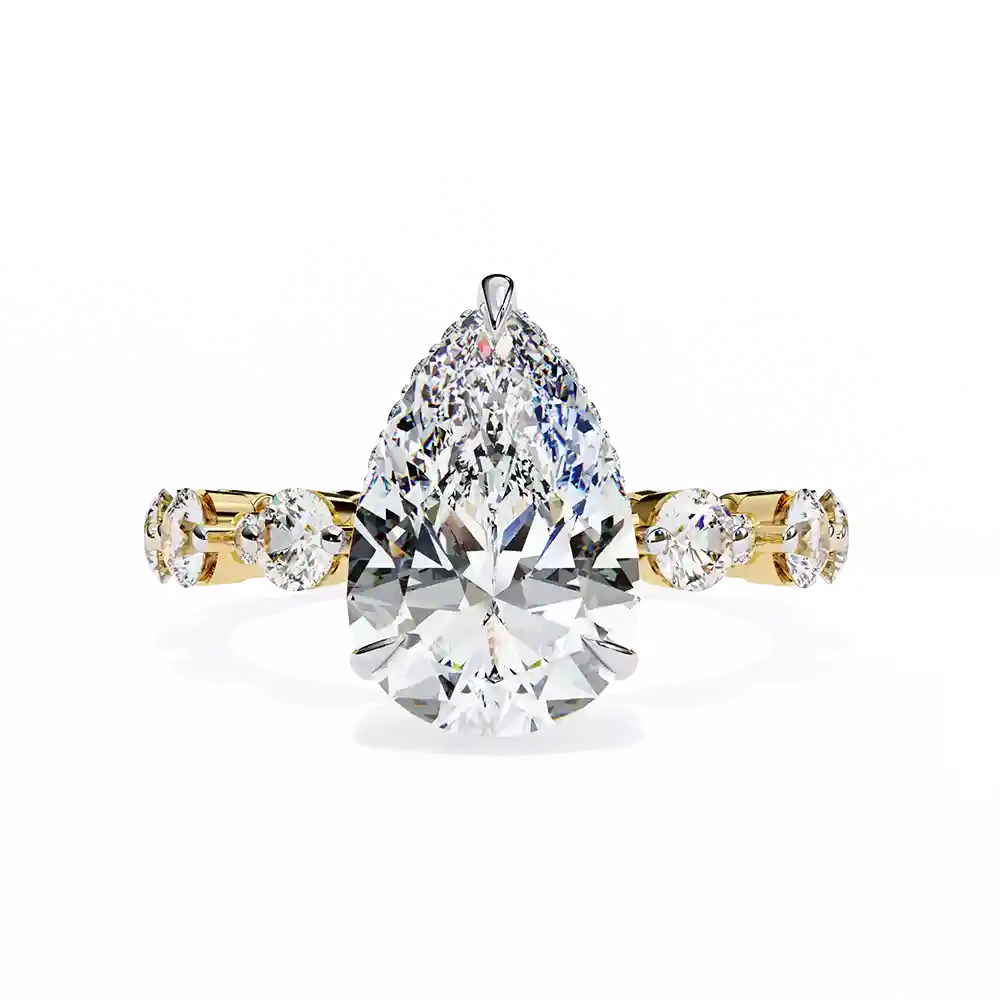Pear Unique 1.331 Carat Diamond Solid Gold Engagement Ring