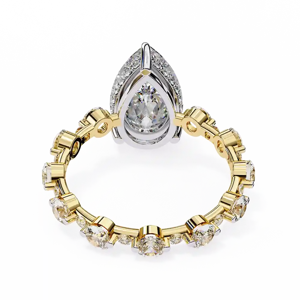Pear Unique 1.331 Carat Diamond Solid Gold Engagement Ring - Image 5