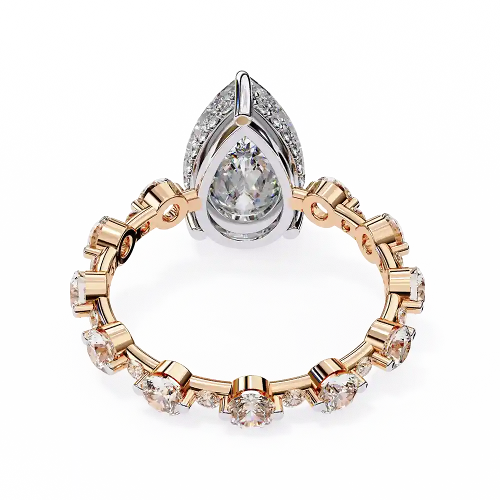 Pear Unique 1.331 Carat Diamond Solid Gold Engagement Ring - Image 6