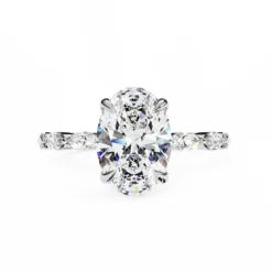 Oval Unique 0.77 Carat Diamond Solid Gold Engagement Ring