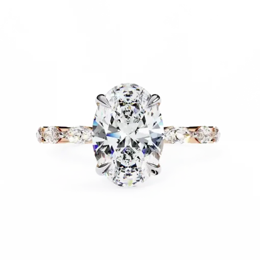 Oval Unique 0.77 Carat Diamond Solid Gold Engagement Ring - Image 3