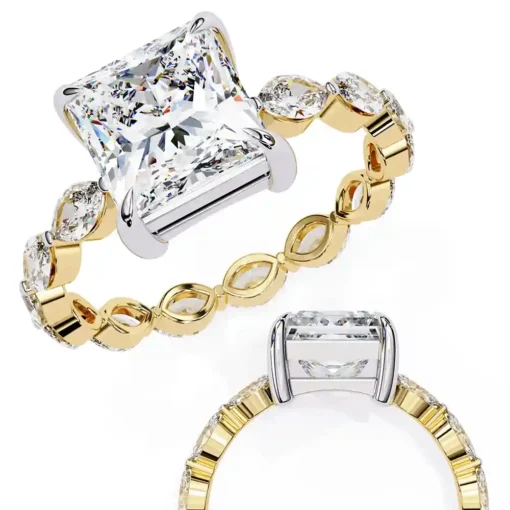 Princess Unique 0.85 Carat Diamond Solid Gold Engagement Ring - Image 2