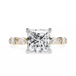 Princess Unique 0.85 Carat Diamond Solid Gold Engagement Ring