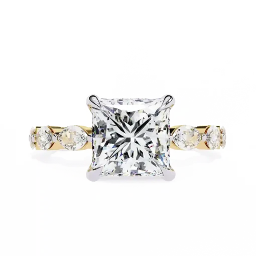Princess Unique 0.85 Carat Diamond Solid Gold Engagement Ring