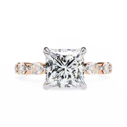 Princess Unique 0.85 Carat Diamond Solid Gold Engagement Ring - Image 4