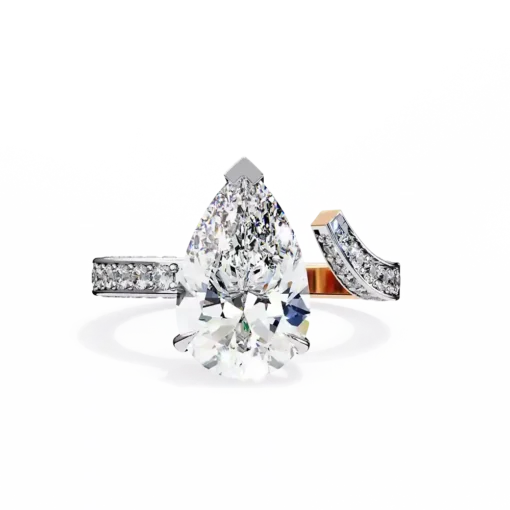 Pear Unique 0.415 Carat Diamond Solid Gold Engagement Ring - Image 3