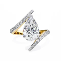 Pear Unique 0.437 Carat Diamond Solid Gold Engagement Ring