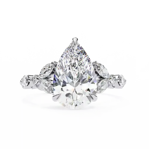 Pear Unique 0.95 Carat Diamond Solid Gold Engagement Ring - Image 3