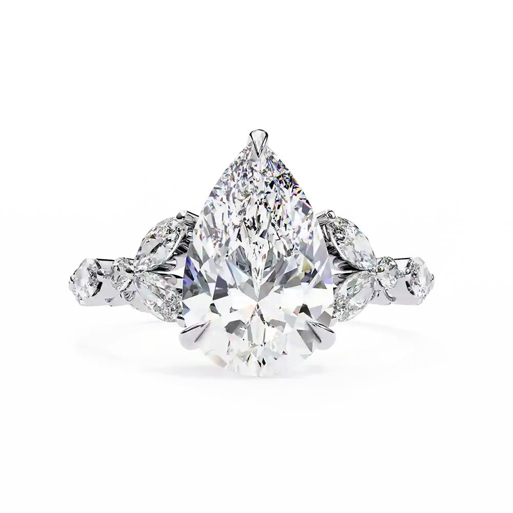 Pear Unique 0.95 Carat Diamond Solid Gold Engagement Ring - Image 3