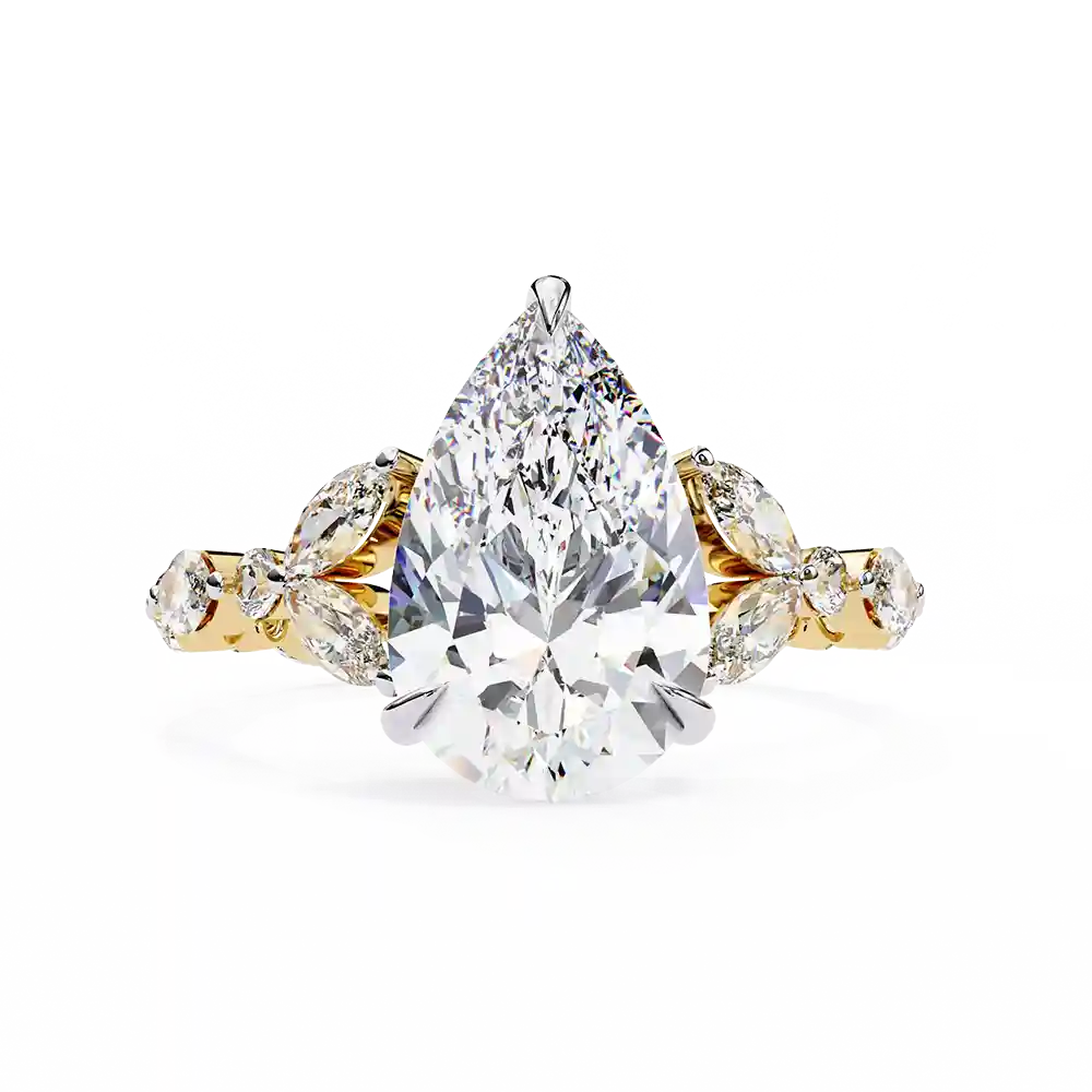 Pear Unique 0.95 Carat Diamond Solid Gold Engagement Ring - Image 4