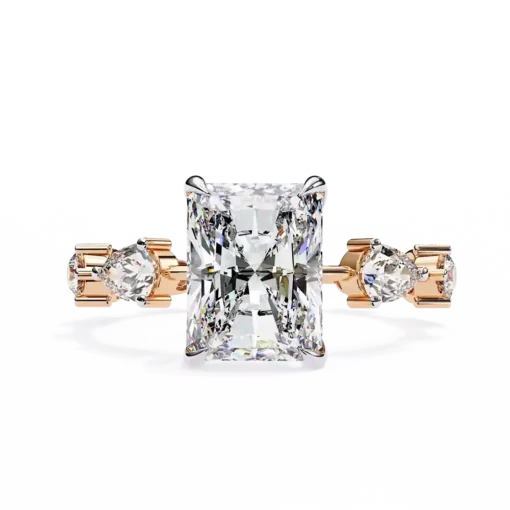 Radiant Unique 0.92 Carat Diamond Solid Gold Engagement Ring - Image 2
