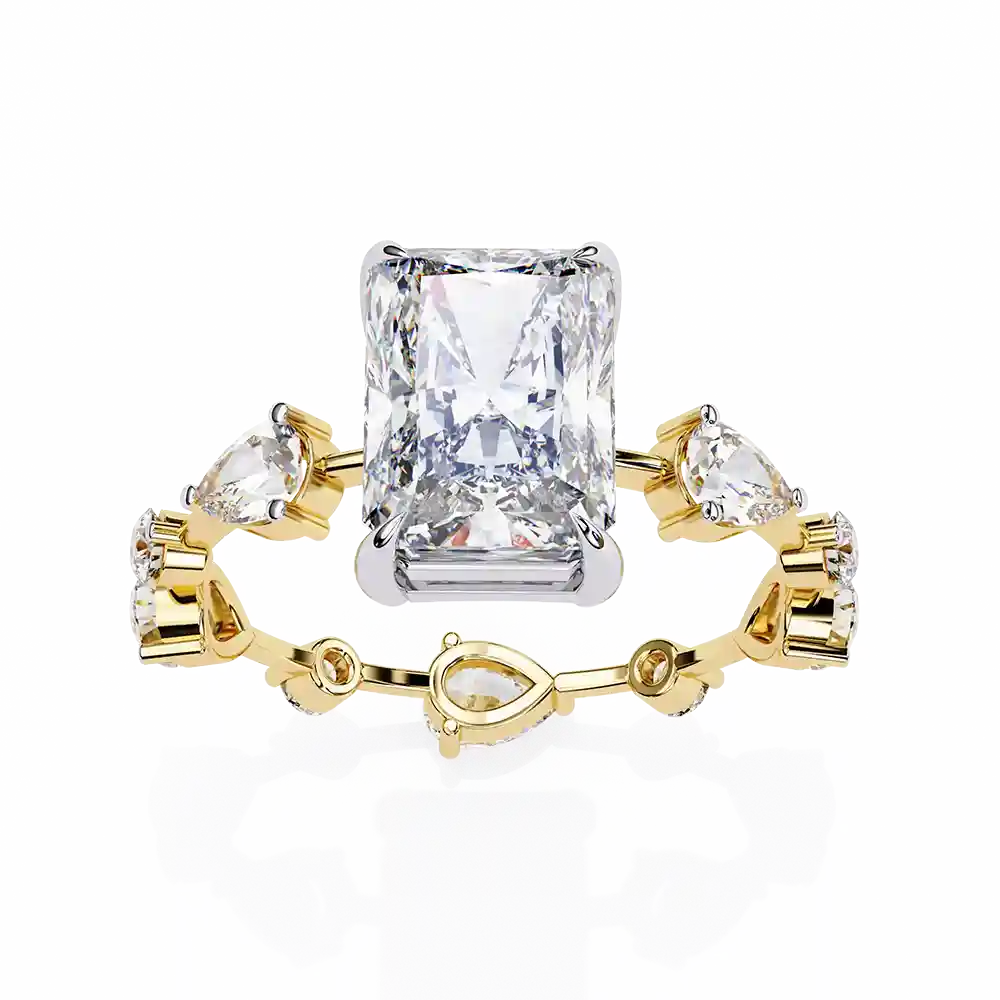 Radiant Unique 0.92 Carat Diamond Solid Gold Engagement Ring - Image 10