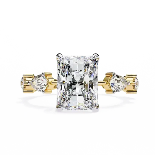 Radiant Unique 0.92 Carat Diamond Solid Gold Engagement Ring