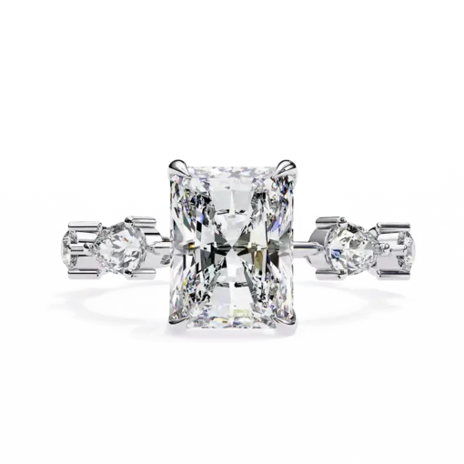 Radiant Unique 0.92 Carat Diamond Solid Gold Engagement Ring - Image 3