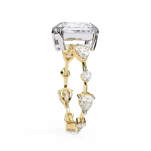 Radiant Unique 0.92 Carat Diamond Solid Gold Engagement Ring - Image 9