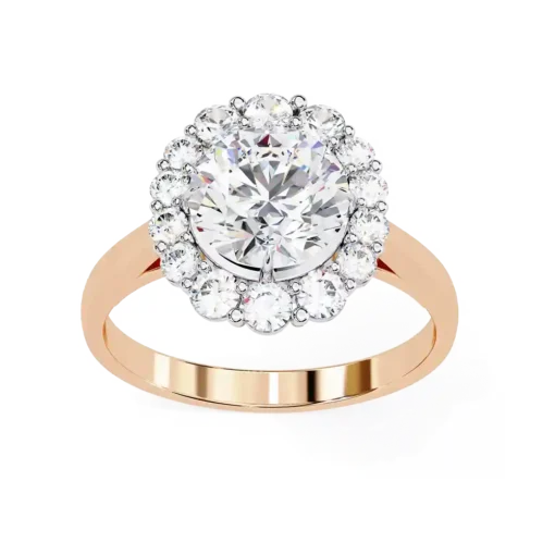Round Halo 0.784 Carat Diamond Solid Gold Engagement Ring - Image 10